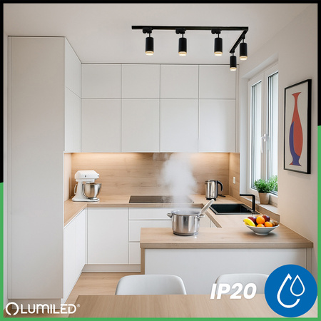 ZESTAW Szynoprzewód Listwa Szyna 3m + 5x Lampa Sufitowa Reflektor GU10 Oświetlenie Szynowe LUMILED