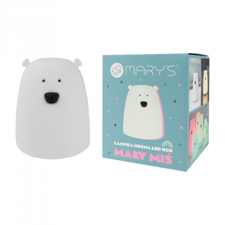 Lampka Nocna Dziecięca LED 3000K Ciepła + Wielokolorowa RGB Bateryjna Biała MAŁY MIŚ MARY'S