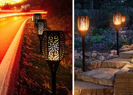 Lampa ogrodowa solarna DUŻA POCHODNIA LED efekt płomienia 1700K