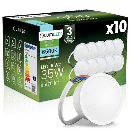 10x Wkład do Opraw LED Żarówka Moduł INSERT Reflektor 5W = 35W 470lm 6500K Zimna 120° LUMILED