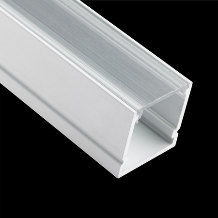 Profil Aluminiowy Anodowany do LED KM38 Srebrny Natynkowy 1m + Przesłona przeźroczysta + Zaślepki