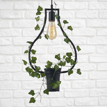 Lampa sufitowa wisząca IL MIO SOREN Czarna E27 z kwiatkiem GOLDLUX (Polux)