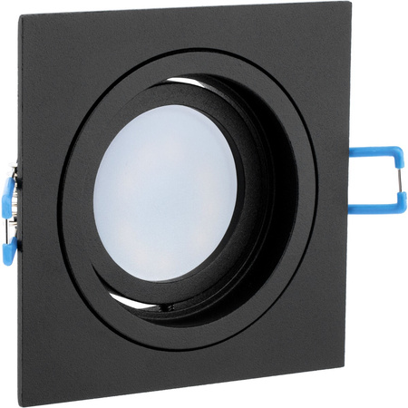 Oprawa HALOGENOWA Podtynkowa Ruchoma GU10 MR16 Kwadrat Czarna CASSIO LUMILED + Żarówka LED GU10 6W = 60W 580lm Zimna