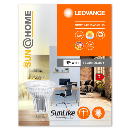 Żarówka LED GU10 4.9W = 40W 268lm CCT Ściemnialna SMART+ WiFi Sun@Home Ledvance