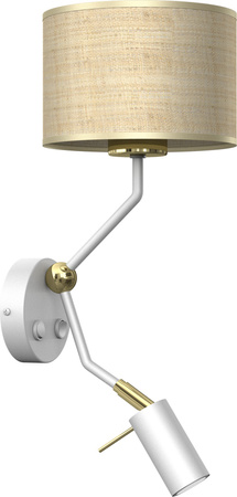 Lampa Ścienna Kinkiet MARSHALL Biała Rattanowa 1xE27 + 1x mini GU10 Milagro