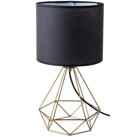Lampa Stołowa Stojąca HIRA 1x E27 Czarna Złota GOLDLUX (Polux)
