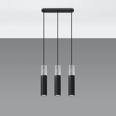 Lampa Sufitowa Wisząca Zwis 3x GU10 Tubularna Czarna Szara Nowoczesna Borigio Sollux