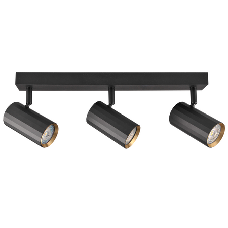 Oprawa Ścienno-Sufitowa Reflektor Punktowy 3x GU10 Czarna Złota NICEA Sanico Goldlux
