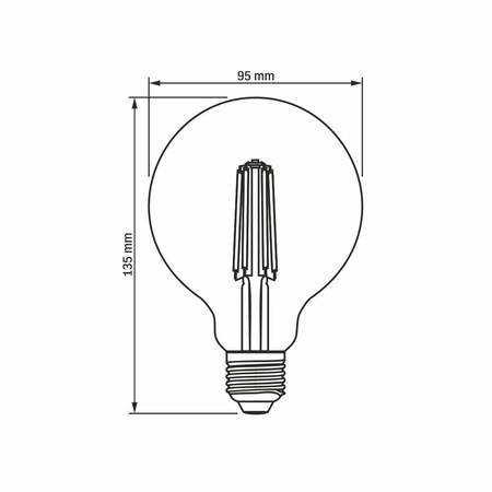 Żarówka LED E27 G95 Kula 7W = 60W 806lm 4000K Neutralna 360° FILAMENT Ściemnialna Videx