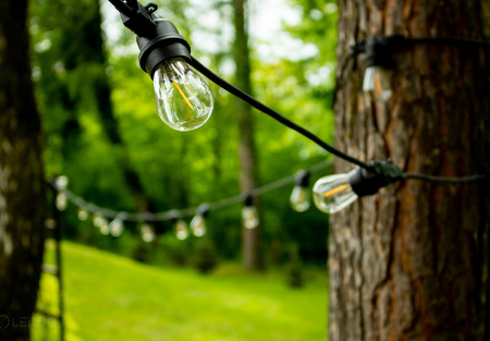 Girlanda Ogrodowa Zewnętrzna Łańcuch Świetlny 15m 15xE27 + Żarówki LED 2W 3000K Lumiled