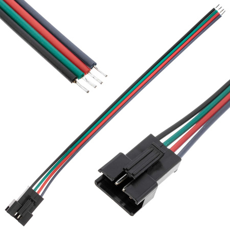 Złączka męska do taśmy LED 4PIN RGB z przewodem 10mm