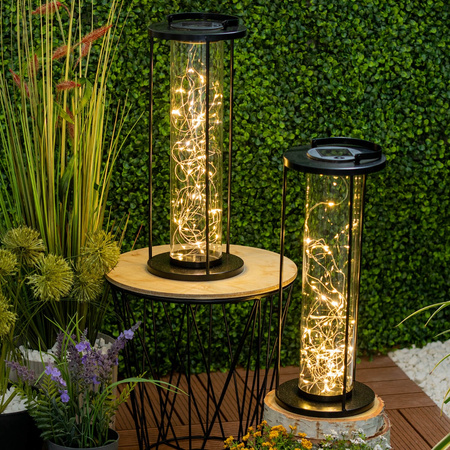 Lampa Solarna LED Zewnętrzna Ogrodowa Stojąca Wisząca Latarenka 3000K IP44 46cm Czujnik Zmierzchu