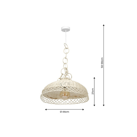 Lampa Wisząca Sufitowa VIMINI 1xE27 Wilkinowa Biała Milagro