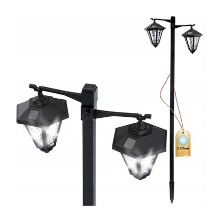 LATARNIA Lampa ogrodowa LED solarna 137cm WYSOKA EVERA 6000K