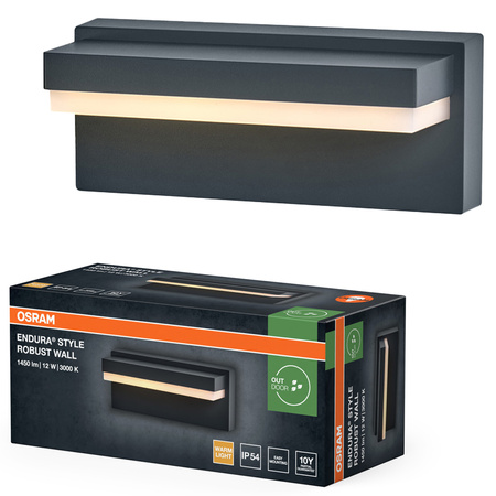 Kinkiet Ogrodowy Lampa Elewacyjna Zewnętrzna LED 12W 1000lm 3000K Ciepła Szary IP54 Endura Osram