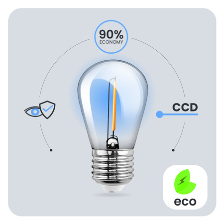 5-PAK Żarówka LED E27 ST14 1W = 10W 2700K Ciepła 100lm Filament do Girlandy LUMILED