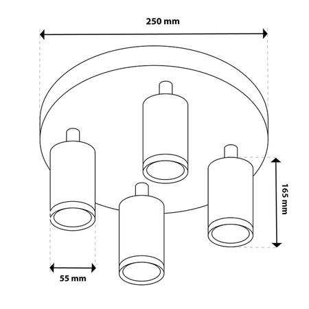 Lampa Sufitowa SPOT TUBA Reflektor LED Oprawa Halogenowa ADERO 4xGU10 Plafon Lumiled