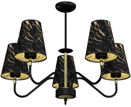 Lampa Wisząca Sufitowa HERMES Czarna Złota 5xE27 Milagro