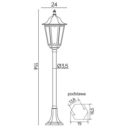 Lampa Ogrodowa Zewnętrzna Słupek LATARNIA E27 Retro Classic K 5002/2 114cm czarny Su-Ma
