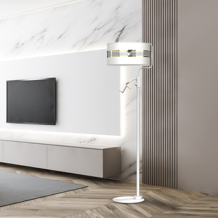 Lampa Podłogowa Stojąca ULTIMO Biała 1xE27 + 1xmini GU10 Milagro