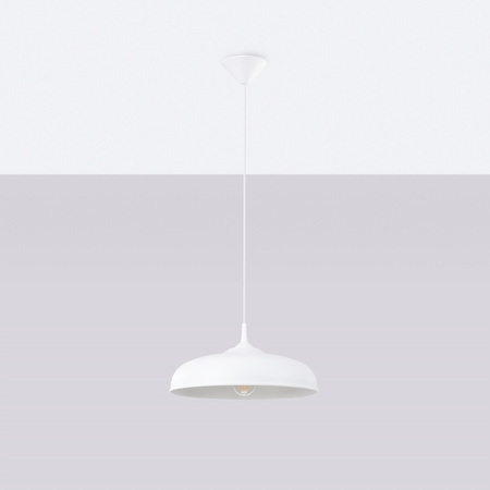 Lampa Sufitowa Wisząca Zwis E27 Okrągła Biała Skandynawska Gina Sollux