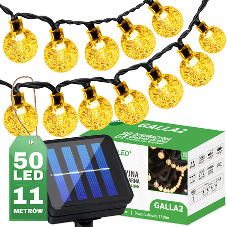 Girlanda Solarna Ogrodowa 50x LED Ozdobne Kuleczki 11.8m 3000K Ciepła GALLA2 LUMILED