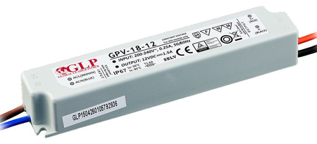Zasilacz LED NAPIĘCIOWY 12V 18W 1,5A GPV-18-12 GLP IP67 HERMETYCZNY