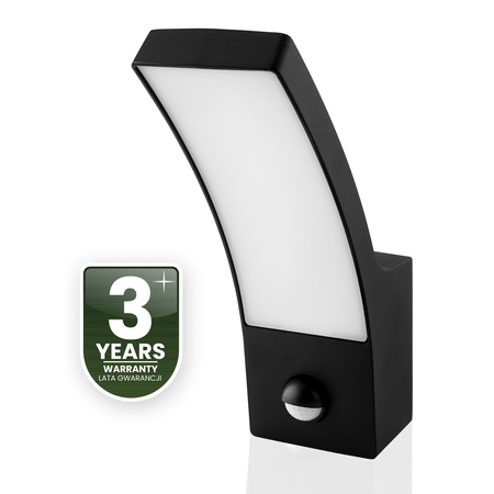 Lampa Elewacyjna LED Zewnętrzna Ścienna Czarna Kinkiet Ogrodowy 10W 4000K IP44 Czujnik Ruchu LOGIA LUMILED