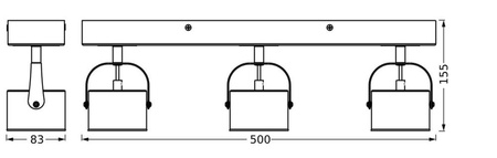 Lampa Sufitowa Ścienna LED Reflektor 3-Punktowy Dekoracyjny Ozdobny 16.5W Srebrny LEDVANCE