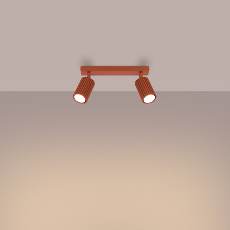 Lampa Sufitowa Reflektor Tuba Spot 2x GU10 Ochra Czerwona Karbon Deep Space SL.1637 Sollux