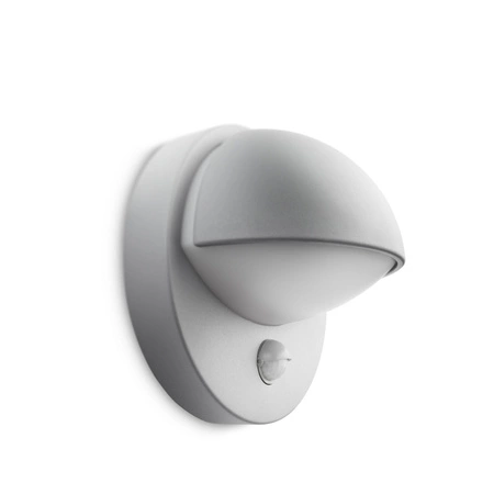 Kinkiet Ogrodowy Lampa Elewacyjna Zewnętrzna E27 IP44 z Czujnikiem Ruchu i Zmierzchu Szara June Philips