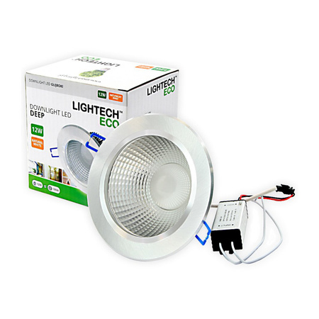 Oprawa Sufitowa 12W Podtynkowa LED DOWNLIGHT DEEP Okrągła 4000K 960lm Srebrna