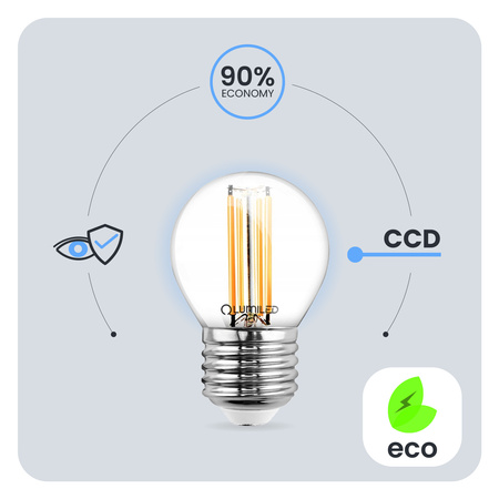 6x Żarówka LED E27 Kulka P45 4W = 40W 470lm 4000K Neutralna 360° FILAMENT LUMILED