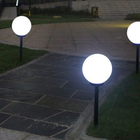 Lampa Solarna Ogrodowa LED Wbijana Biała Kula 25cm
