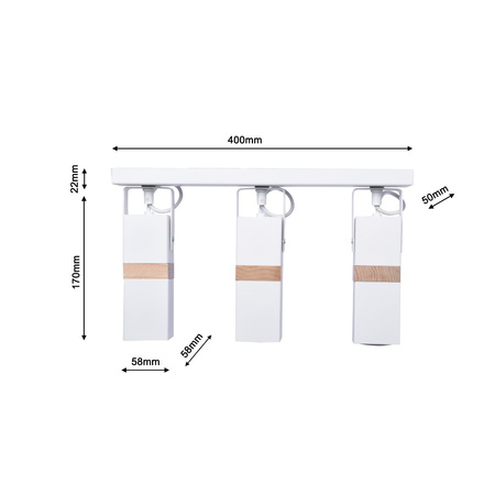 Lampa sufitowa w stylu skandynawskim loft biała MiLAGRO VIDAR 3x GU10 Metal + drewno