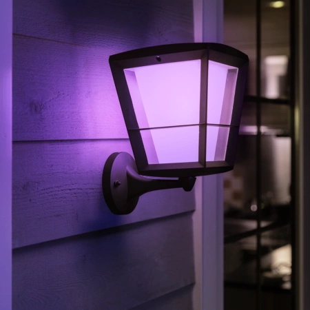 Kinkiet Ogrodowy LED Lampa Zewnętrzna Elewacyjna 15.2W 1140lm IP44 White and Color Ambiance RGB + TW Czarna Inteligentna SMART Zigbee Bluetooth Econic Philips HUE