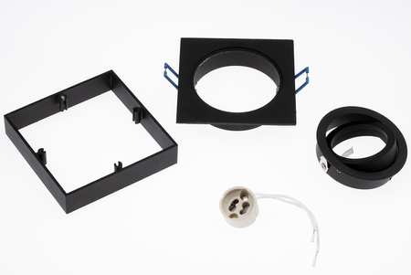 Zestaw Oprawa HALOGENOWA Tuba Spot Ruchoma MIDI GU10 Kwadratowa Czarna 20mm + LED GU10 6W 4000K LUMILED