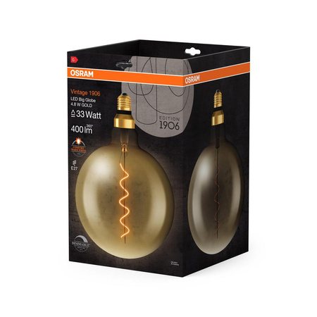 Żarówka LED Dekoracyjna G200 Kula E27 4.8W = 33W 400lm 2200K Ciepła 320° Filament Ściemnialna Vintage 1906 Osram