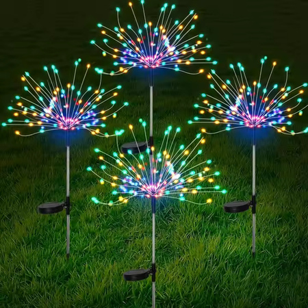 Lampa Solarna Ogrodowa LED LOTUS Wbijana Dekoracyjna Dmuchawiec Fajerwerki RGB LUMILED