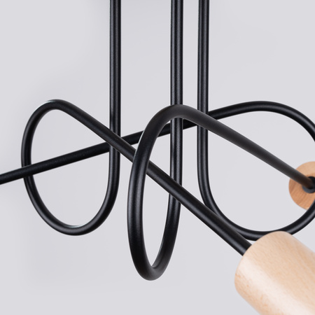 Lampa Sufitowa Żyrandol Pająk Wisząca 3x E27 Naturalne Drewno Czarna Ember Peach Puff SL.1477 Sollux