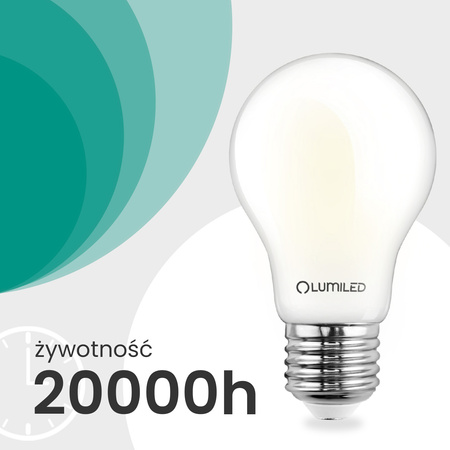 6x Żarówka LED E27 A60 4,9W 1055lm = 75W 4000K Neutralna 360° Filament KLASA A LUMILED