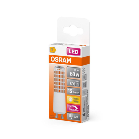Żarówka LED T20 Tubularna GU10 6.5W = 60W 806lm 2700K Ciepła 320° Ściemnialna SPECIAL Osram