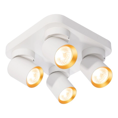 Lampa Sufitowa ANDY 4xGU10 Kwadrat Biały Złoty Milagro