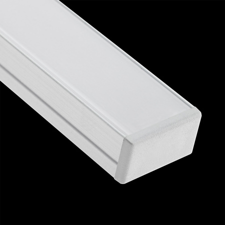Profil Aluminiowy Anodowany do LED KM35 Srebrny Natynkowy 1m + Przesłona mleczna + Zaślepki