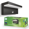 Kinkiet Ogrodowy Lampa Elewacyjna Zewnętrzna LED 9W 1000lm 2700K IP44 z Czujnikiem Ruchu i Zmierzchu Antracyt Bustan Philips