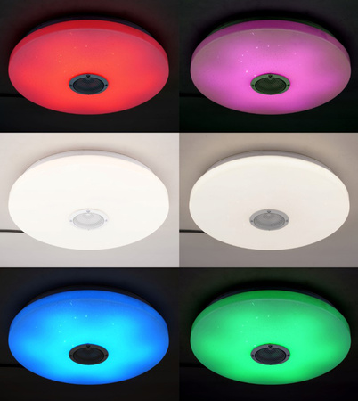 PLAFON LED 49cm lampa sufitowa okrągła RGBW 3000K-6500K + pilot Głośnik BLUETOOTH
