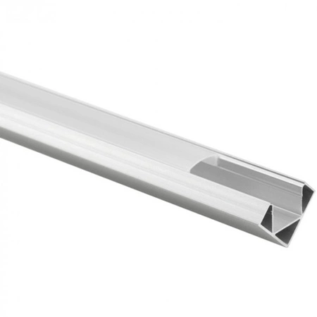 Profil Aluminiowy do LED Srebrny Narożny 2m z Mlecznym Kloszem i Zaślepkami Ecolight