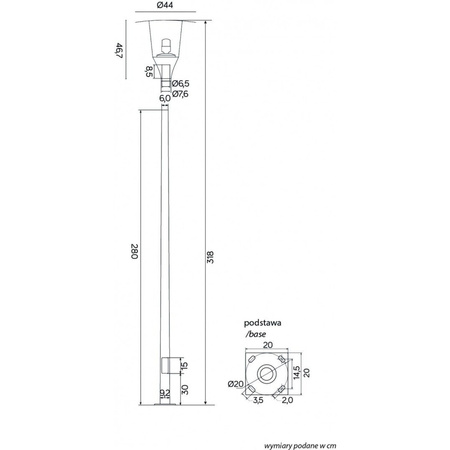 Lampa Zewnętrzna Latarnia LED Słupek Ogrodowy METIS 318cm E27 IP65 Su-Ma