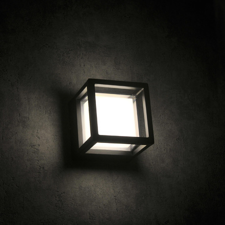 Lampa Ogrodowa Kinkiet Elewacyjny KANSAS LED IP44 12W 4000K Czarna GOLDLUX (Polux)