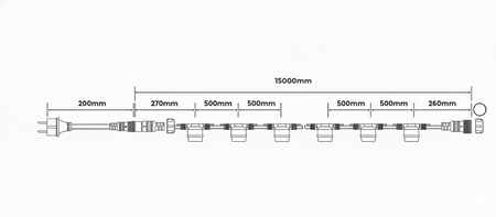 Girlanda Ogrodowa Zewnętrzna Łańcuch Świetlny 15m 30x E27 Żarówki 1W 2700K NARCI Lumiled